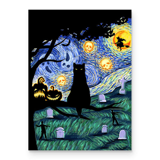 Black Cat Halloween Wooden Puzzle